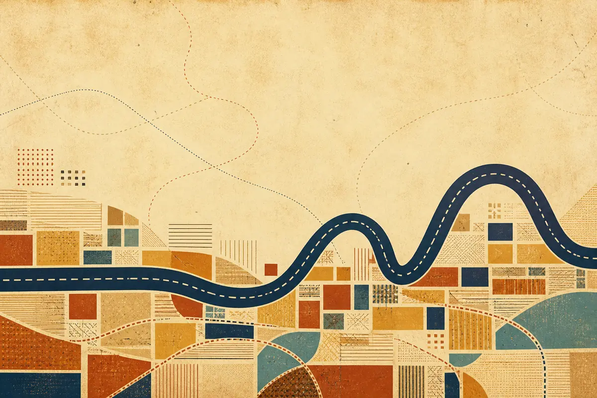 Abstract illustrated map composition for Clayton, United States