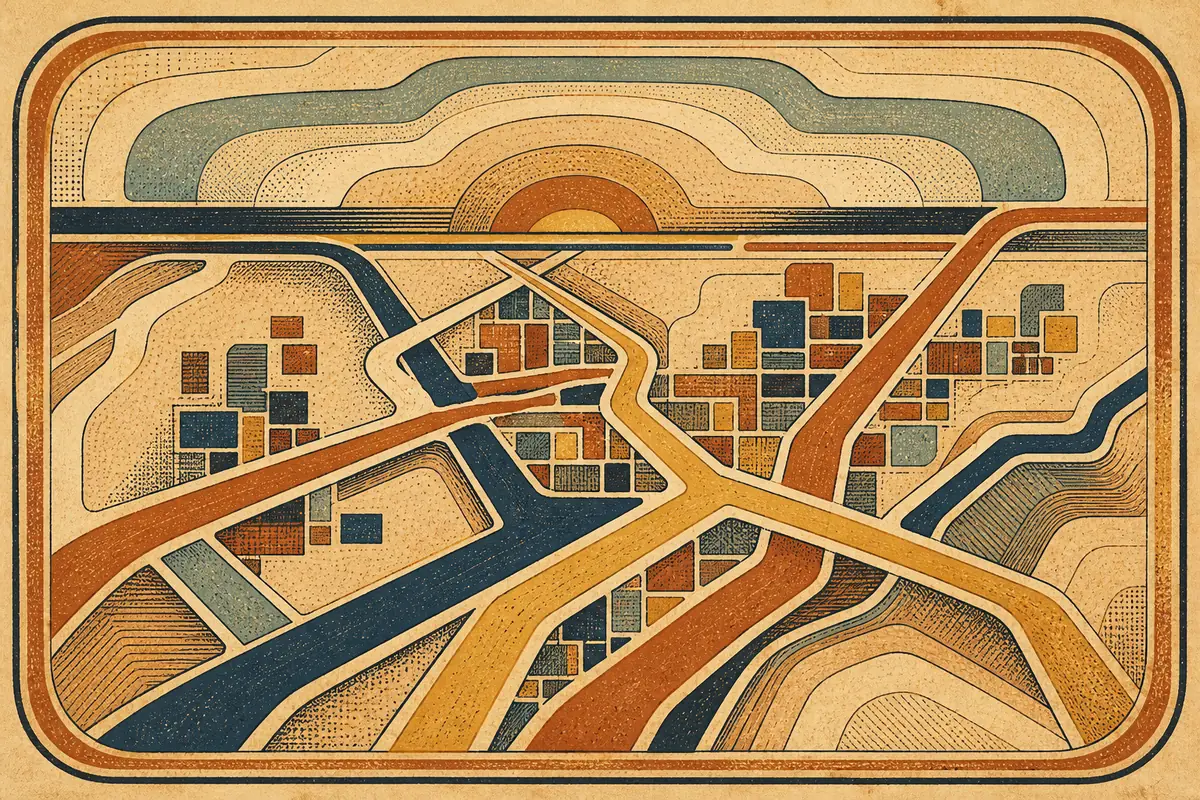Abstract illustrated map composition for Clearwater, United States