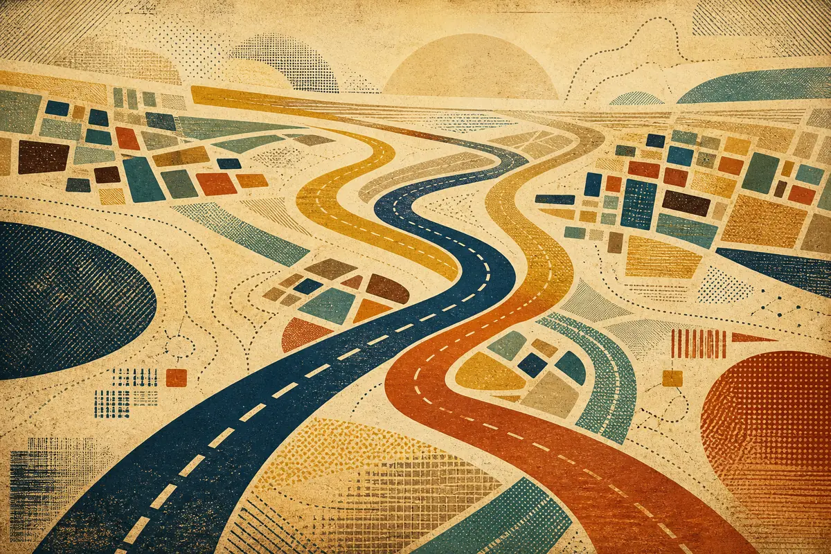 Abstract illustrated map composition for Clermont, United States