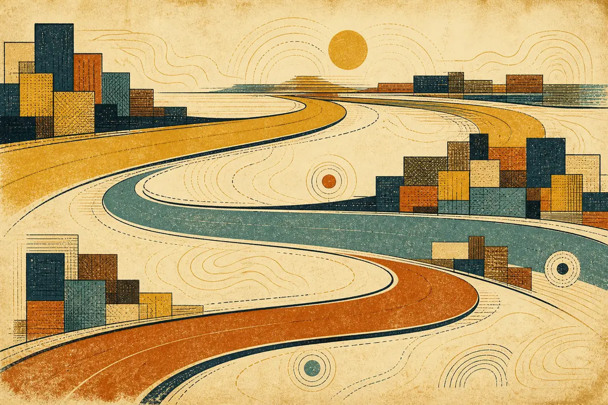 Abstract illustrated map composition for Cleveland, United States