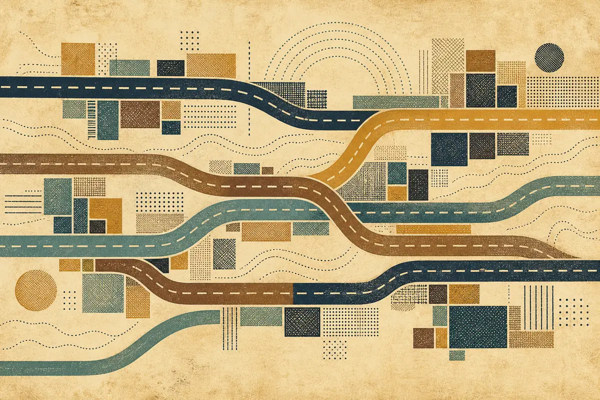 Abstract illustrated map composition for Clinton, United States