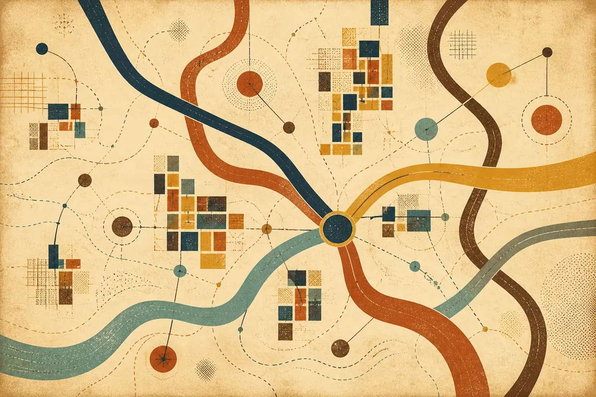 Abstract illustrated map composition for Coachella, United States