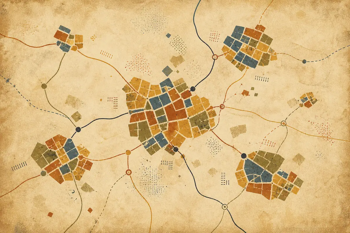 Abstract illustrated map composition for College Station, United States