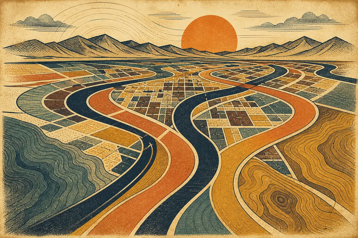 Abstract illustrated map composition for Colorado Springs, United States