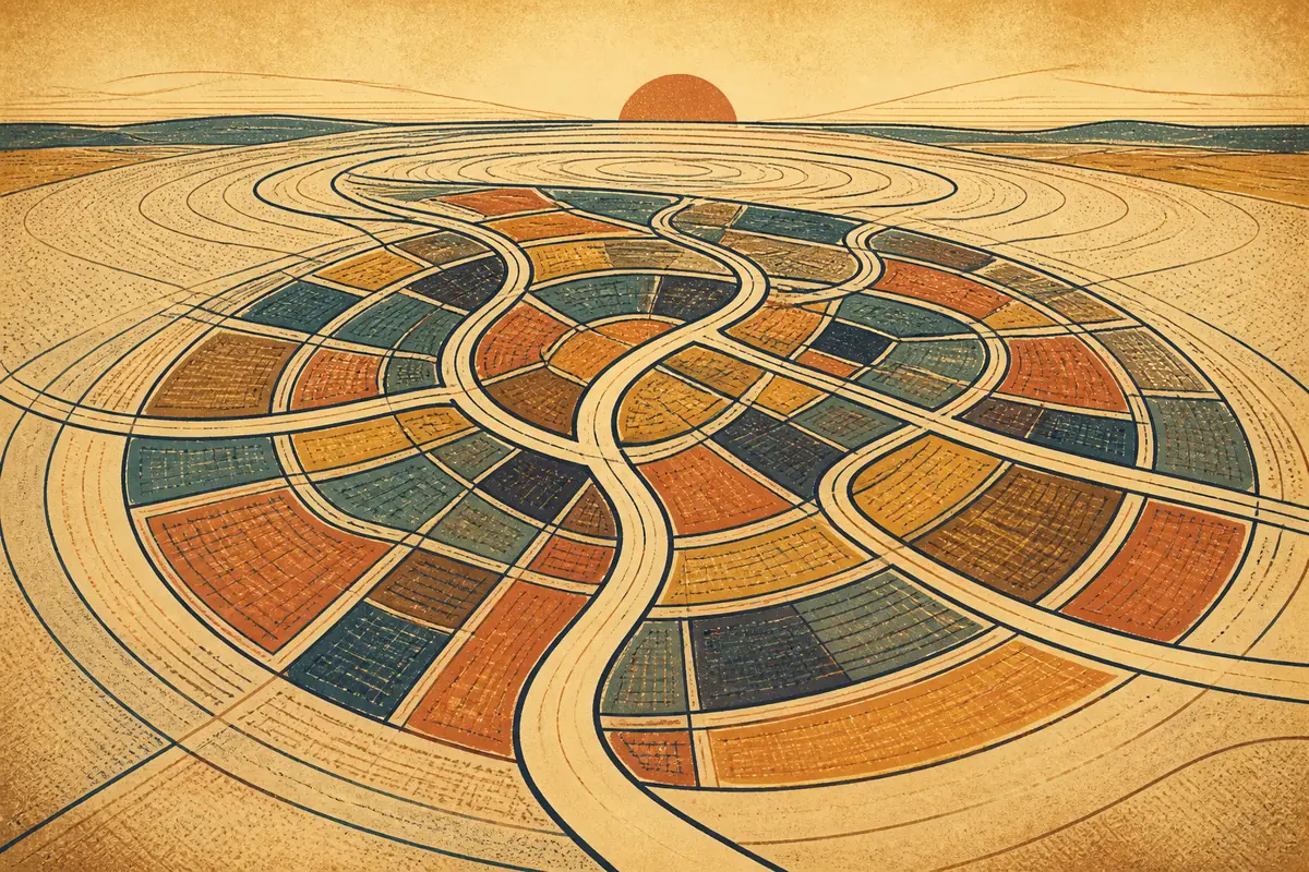 Abstract illustrated map composition for Columbia, United States