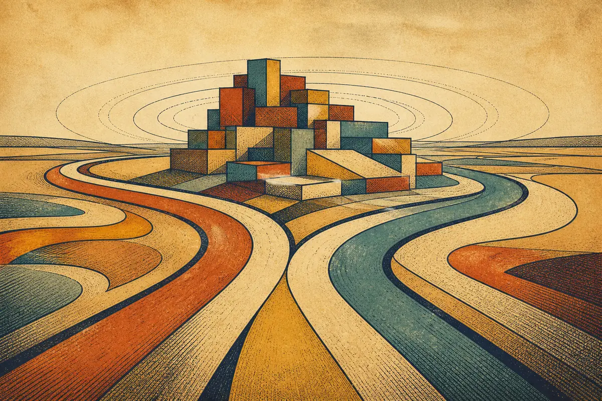 Abstract illustrated map composition for Columbia, United States