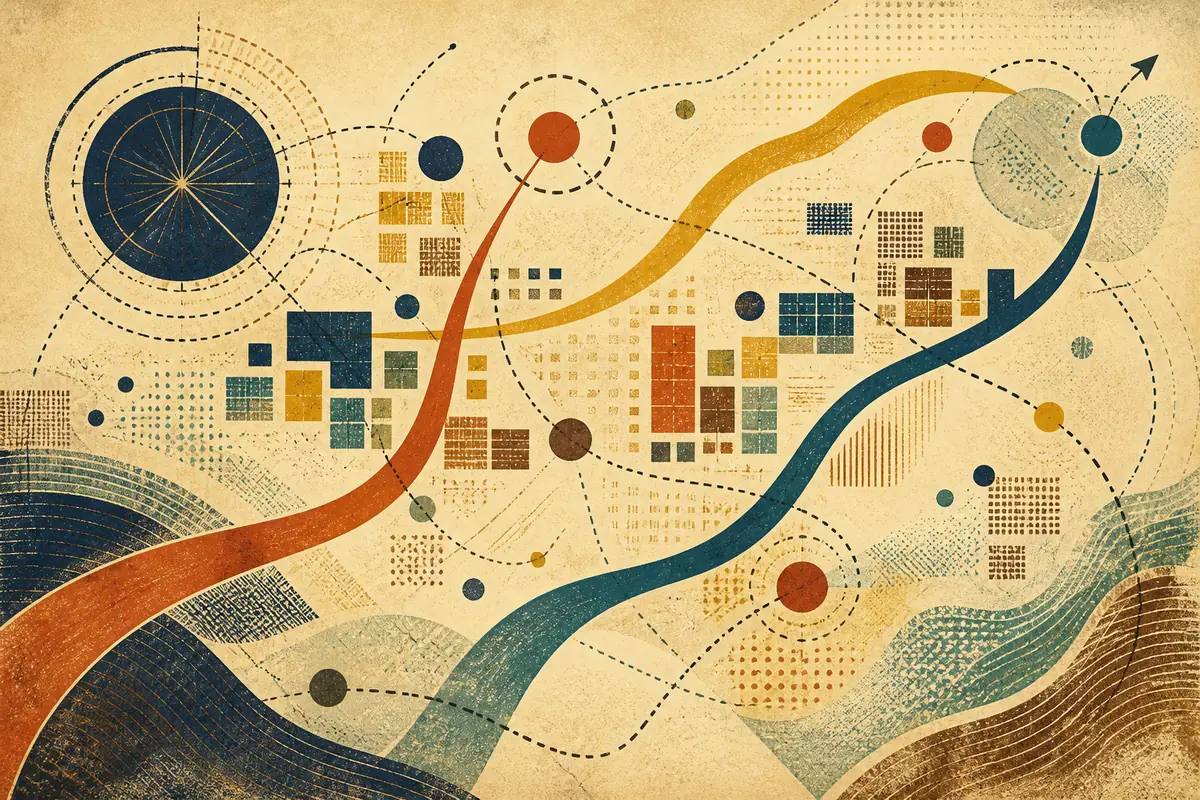 Abstract illustrated map composition for Columbia, United States