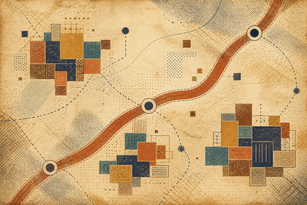 Abstract illustrated map composition for Columbus, United States