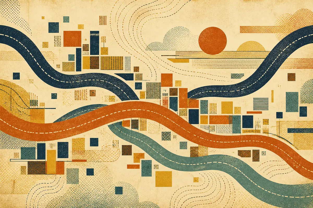 Abstract illustrated map composition for Commack, United States