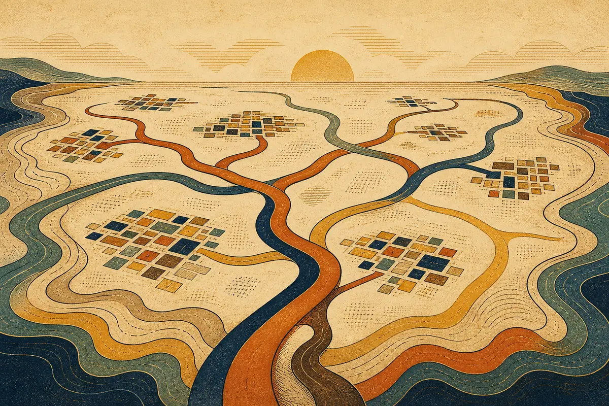 Abstract illustrated map composition for Compton, United States