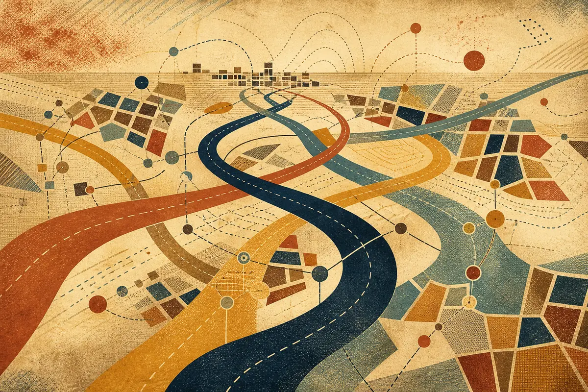 Abstract illustrated map composition for Concord, United States