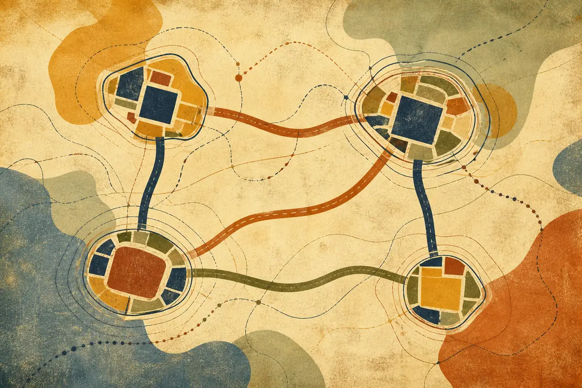 Abstract illustrated map composition for Concord, United States