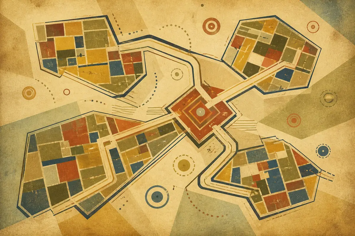 Abstract illustrated map composition for Concord, United States