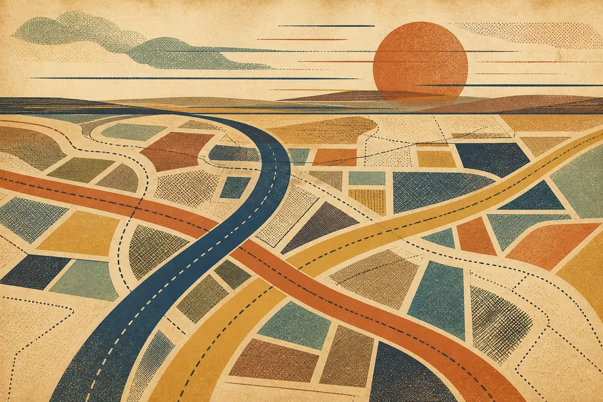 Abstract illustrated map composition for Coon Rapids, United States
