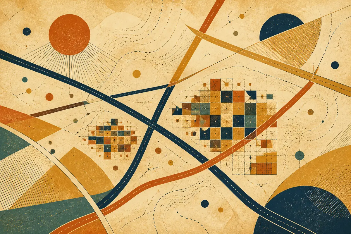 Abstract illustrated map composition for Coram, United States