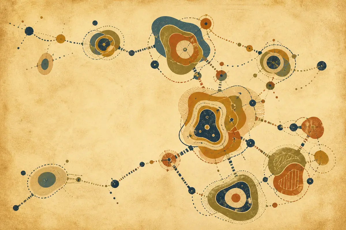 Abstract illustrated map composition for Corona, United States