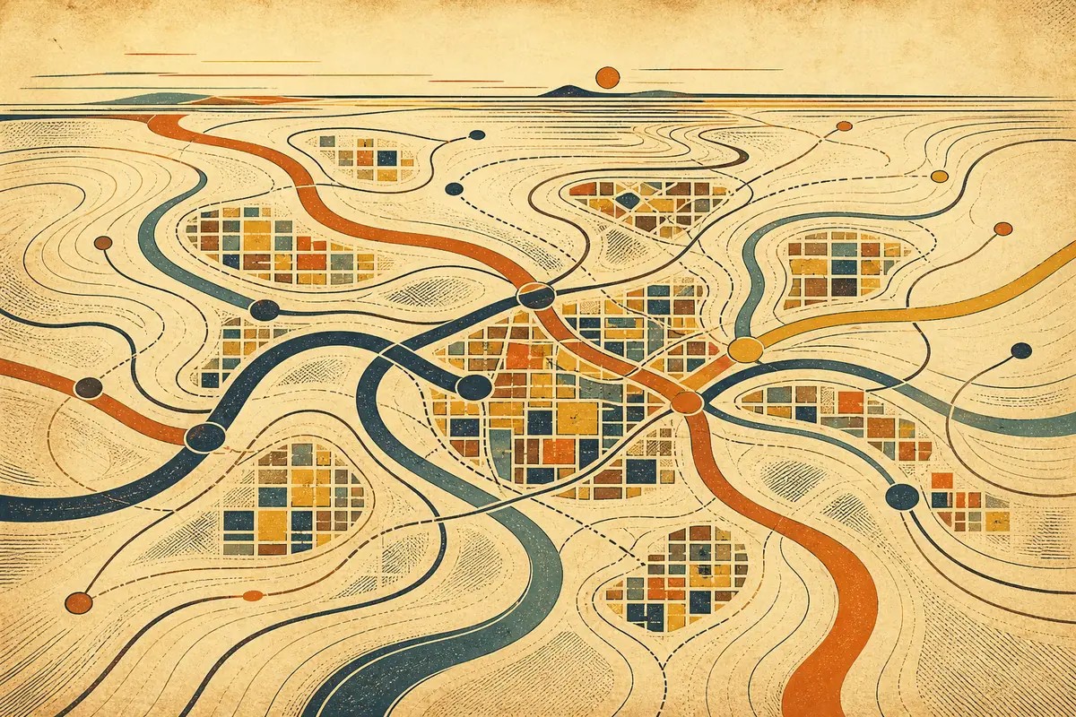 Abstract illustrated map composition for Corpus Christi, United States