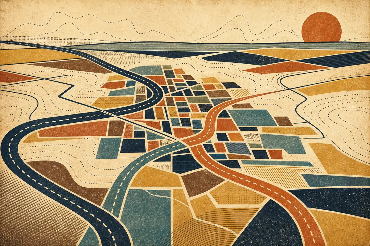 Abstract illustrated map composition for Corvallis, United States