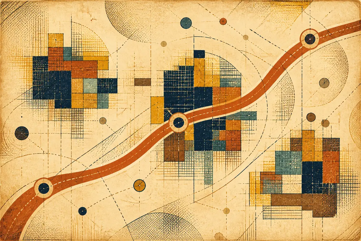Abstract illustrated map composition for Cottage Grove, United States