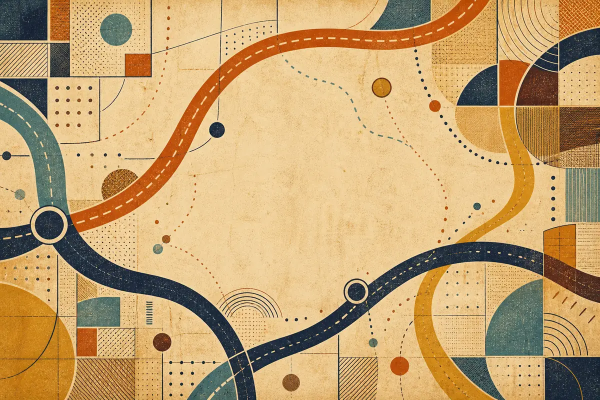 Abstract illustrated map composition for Council Bluffs, United States
