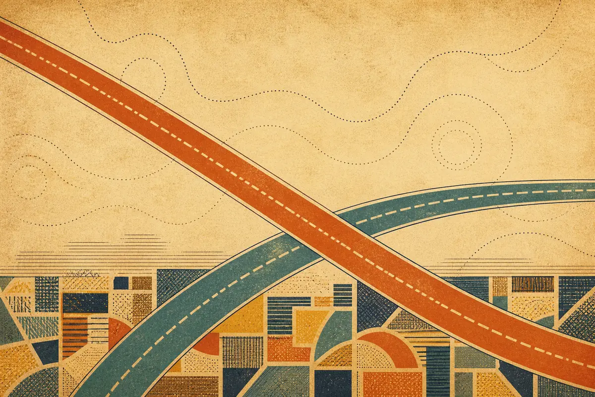 Abstract illustrated map composition for Covina, United States