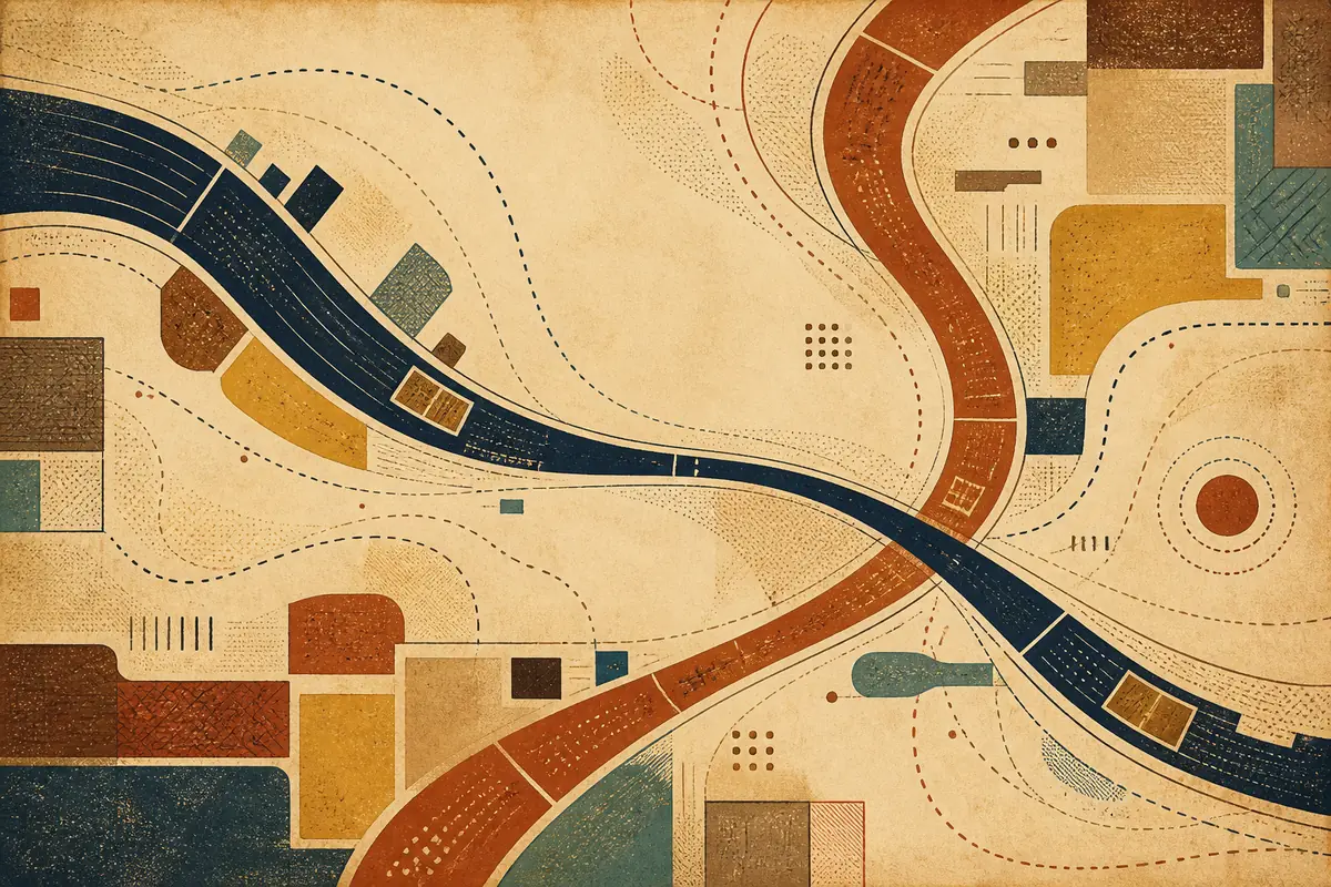 Abstract illustrated map composition for Covington, United States