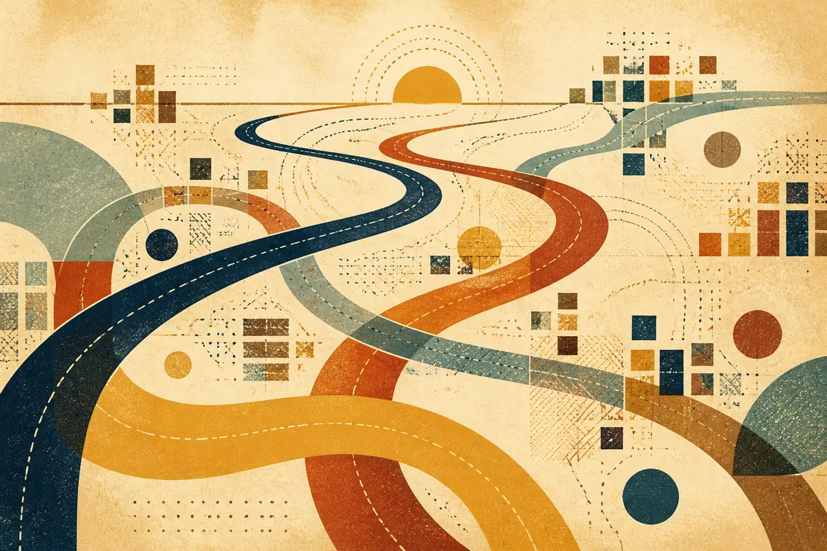Abstract illustrated map composition for Cranberry, United States