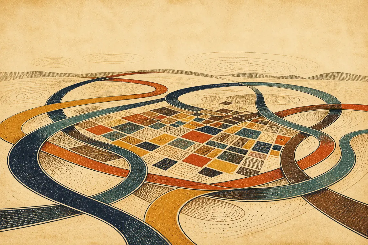 Abstract illustrated map composition for Cranston, United States
