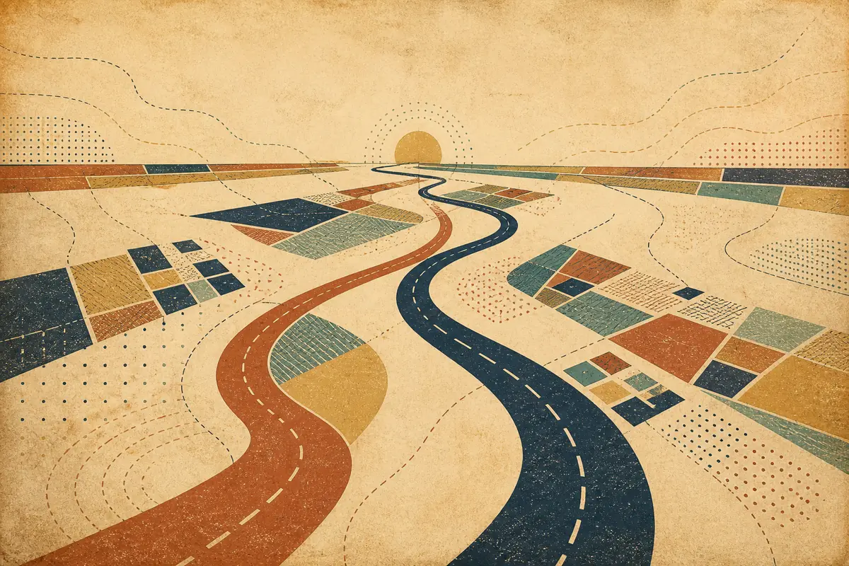 Abstract illustrated map composition for Crown Point, United States