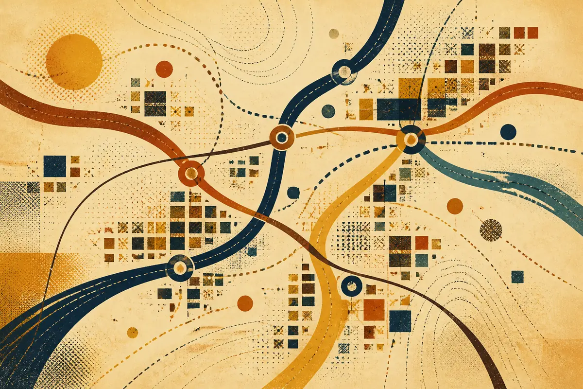 Abstract illustrated map composition for Crystal Lake, United States
