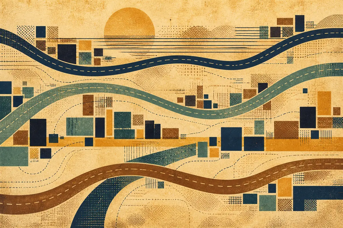 Abstract illustrated map composition for Culver City, United States
