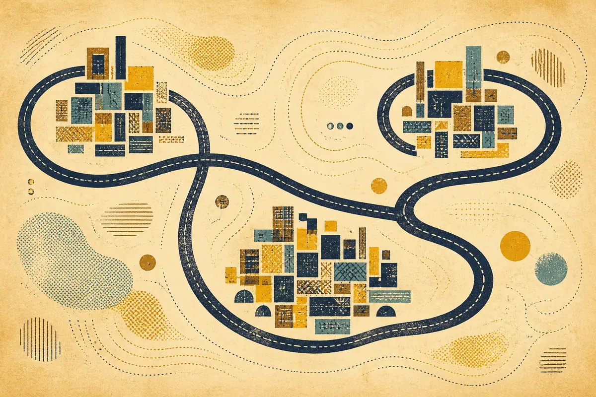 Abstract illustrated map composition for Cumberland, United States