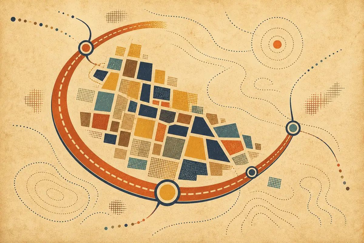 Abstract illustrated map composition for Cutler Bay, United States