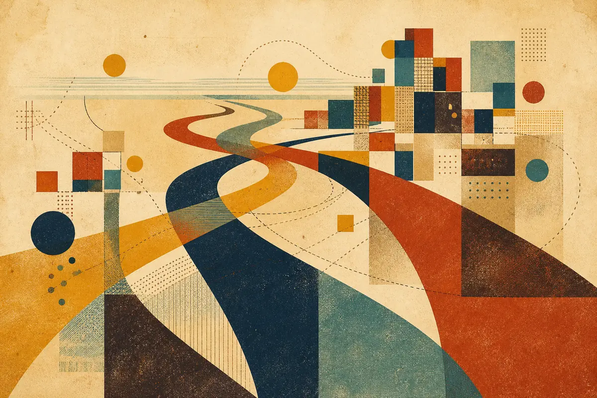 Abstract illustrated map composition for Cuyahoga Falls, United States