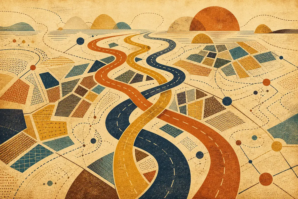 Abstract illustrated map composition for Cypress, United States