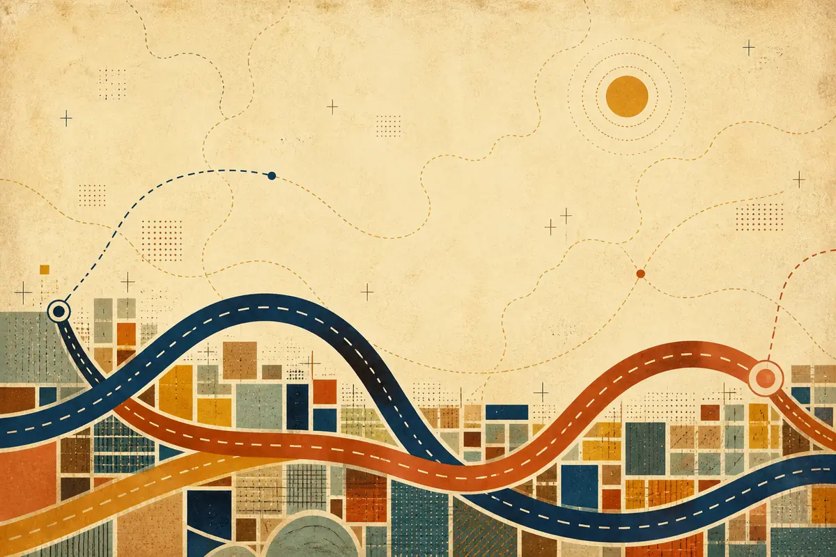 Abstract illustrated map composition for Dakota Ridge, United States