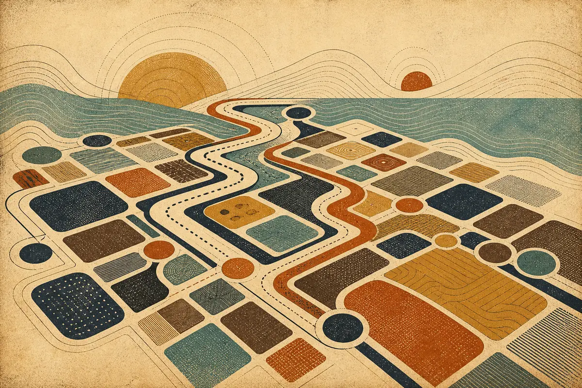 Abstract illustrated map composition for Dale City, United States