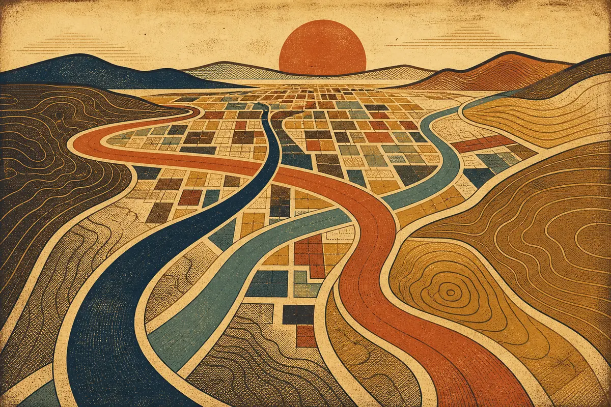 Abstract illustrated map composition for Daly City, United States