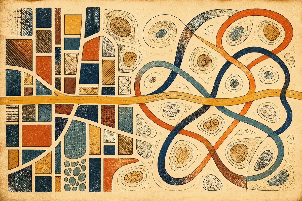 Abstract illustrated map composition for Danbury, United States