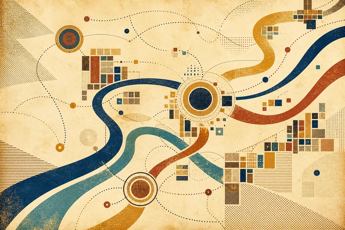 Abstract illustrated map composition for Danville, United States