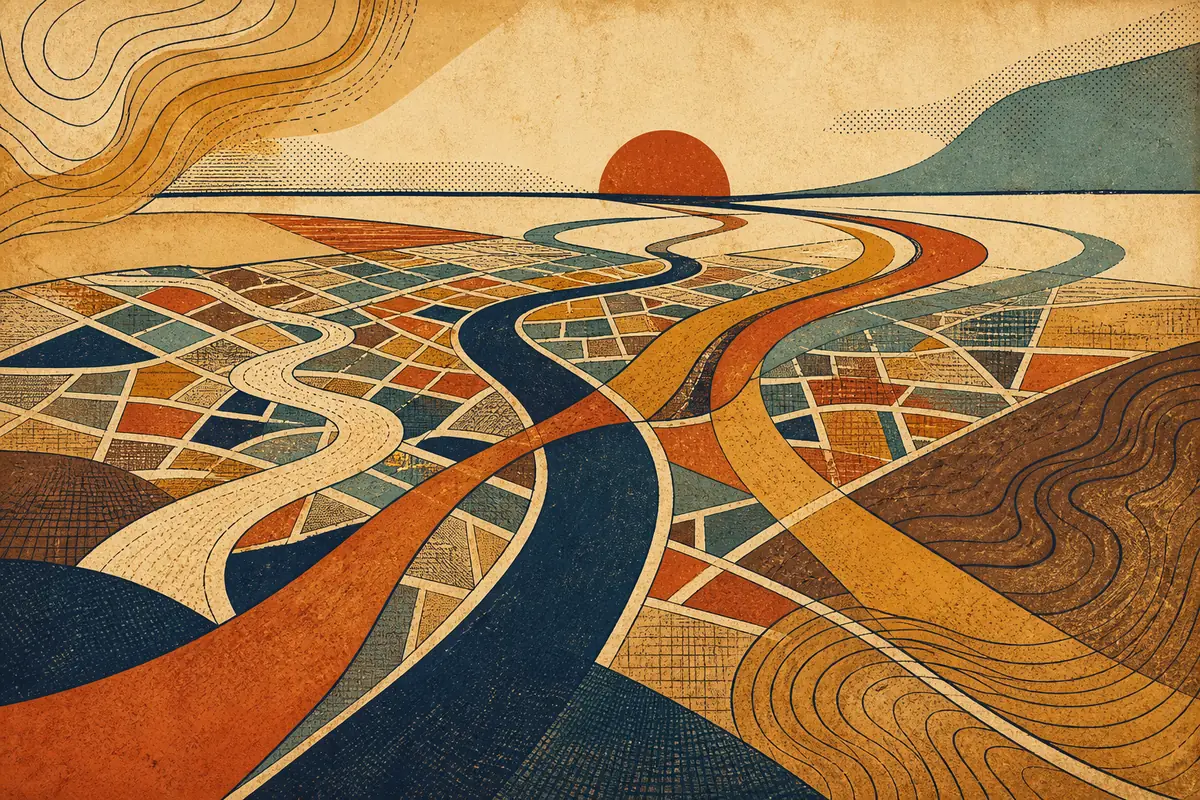 Abstract illustrated map composition for Dayton, United States