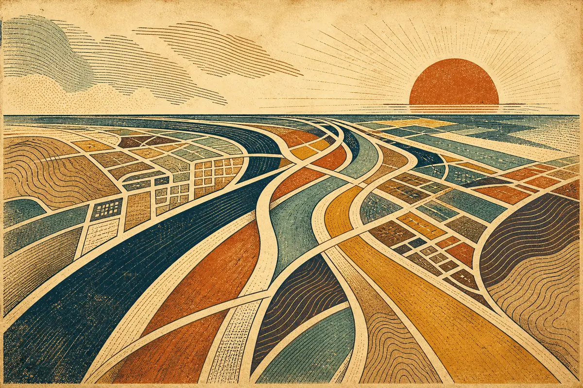 Abstract illustrated map composition for Daytona Beach, United States