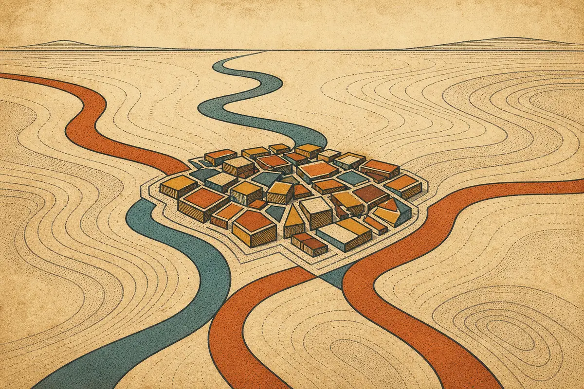 Abstract illustrated map composition for Dearborn, United States