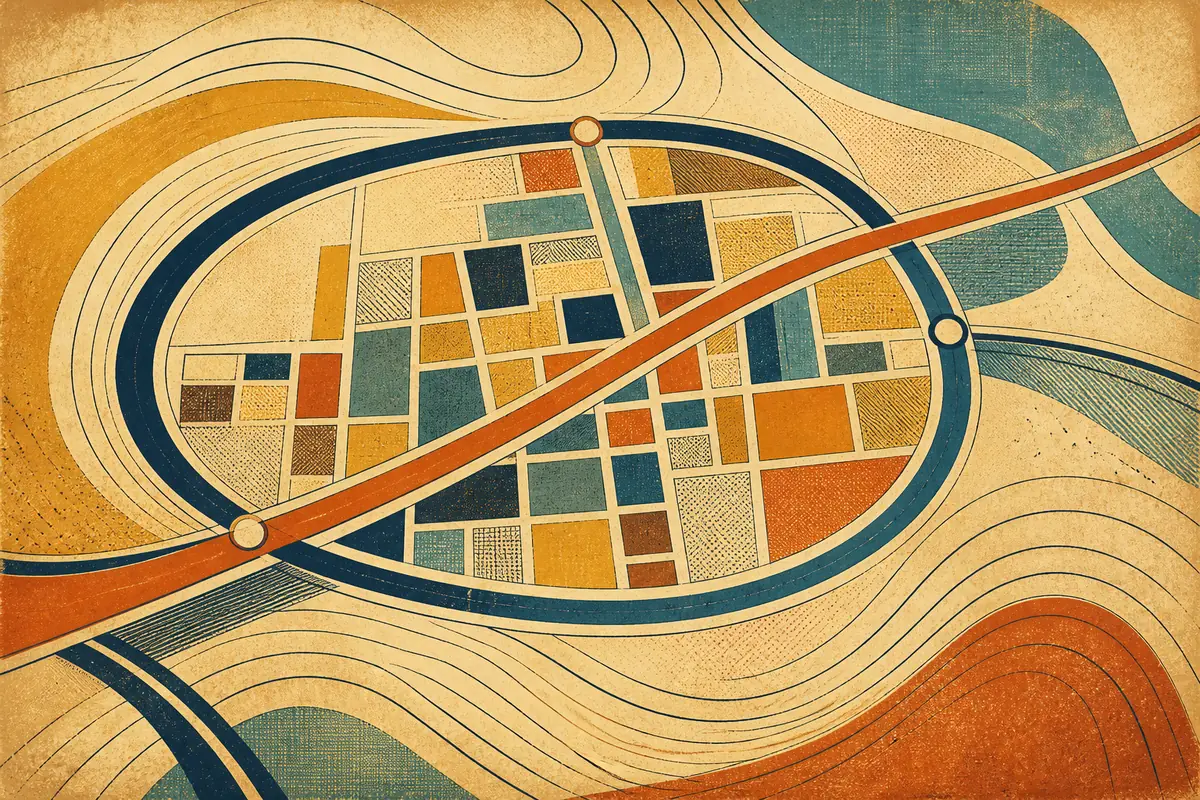 Abstract illustrated map composition for Decatur, United States