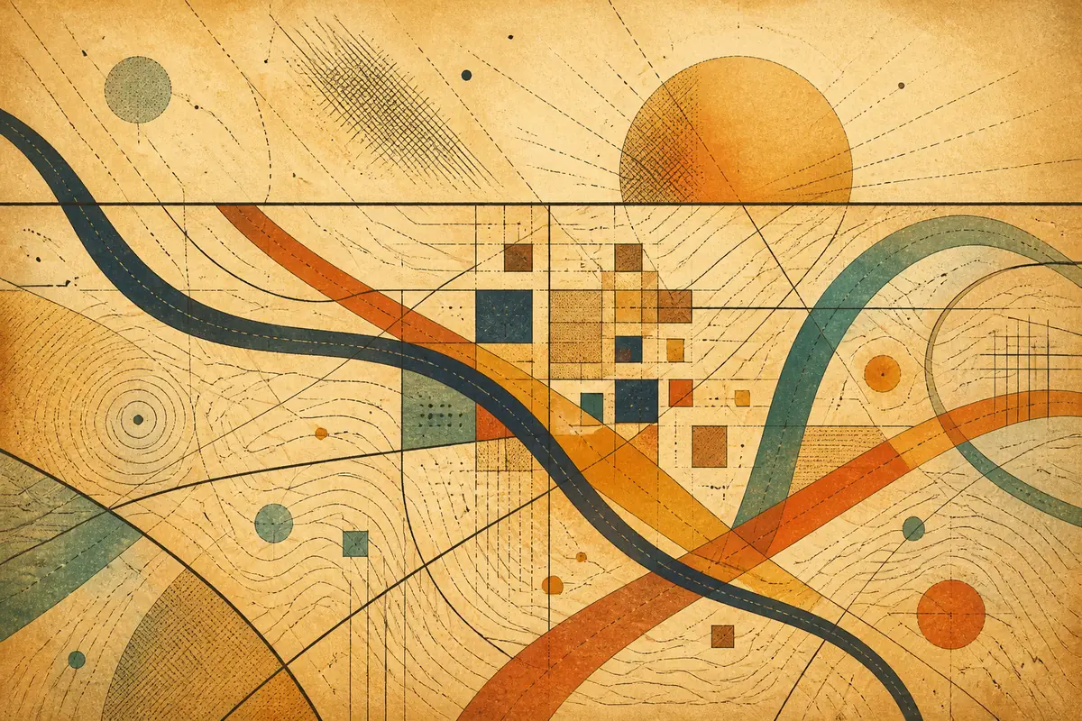 Abstract illustrated map composition for DeKalb, United States