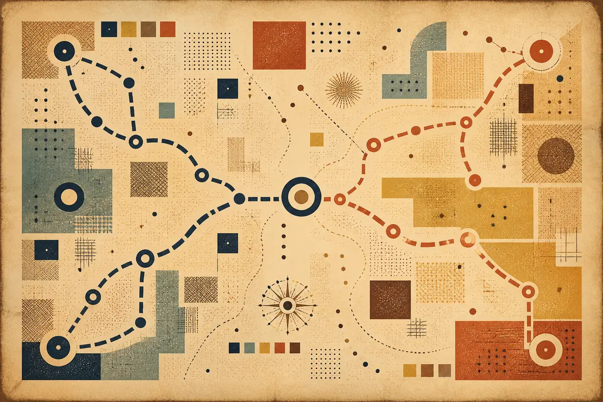 Abstract illustrated map composition for Del Rio, United States