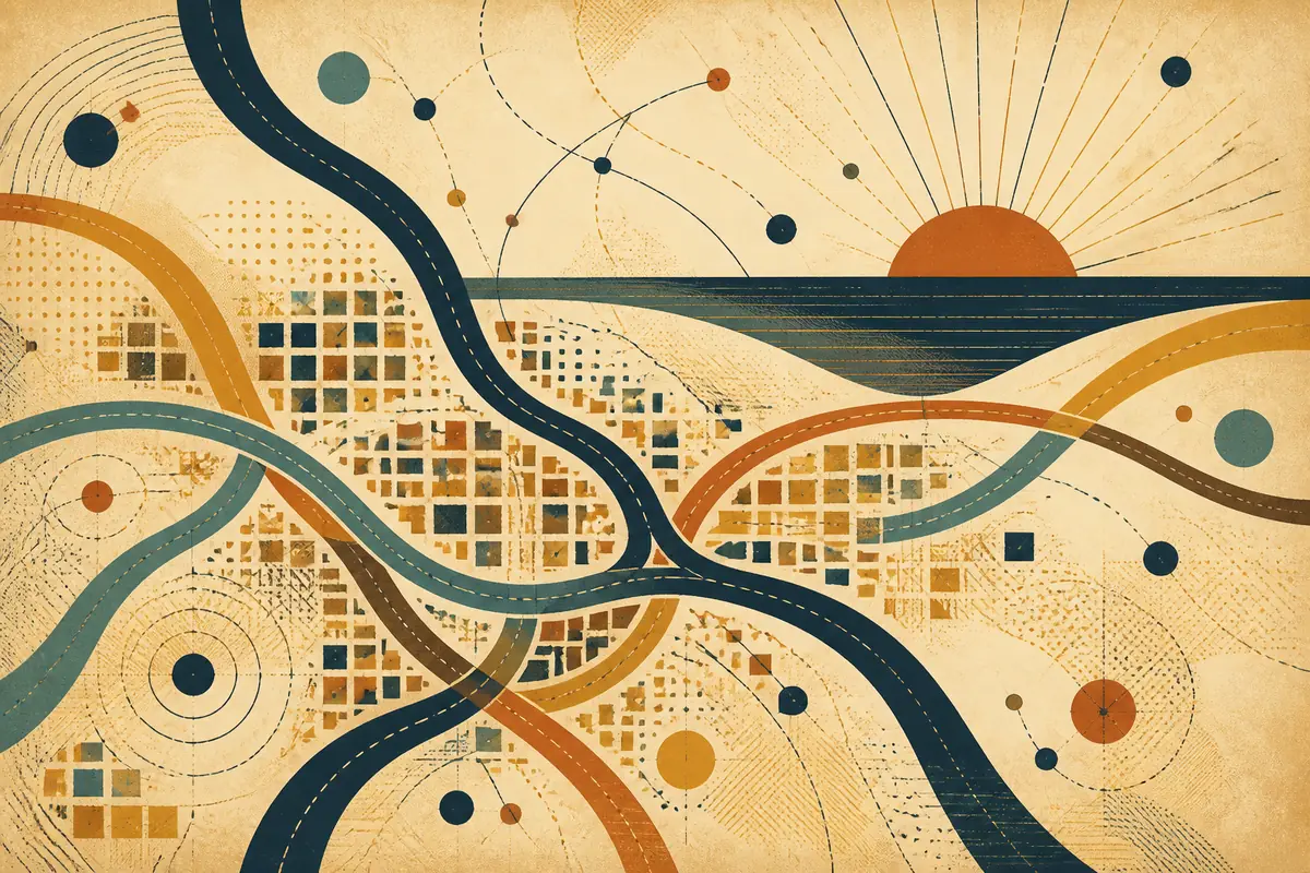 Abstract illustrated map composition for DeLand, United States