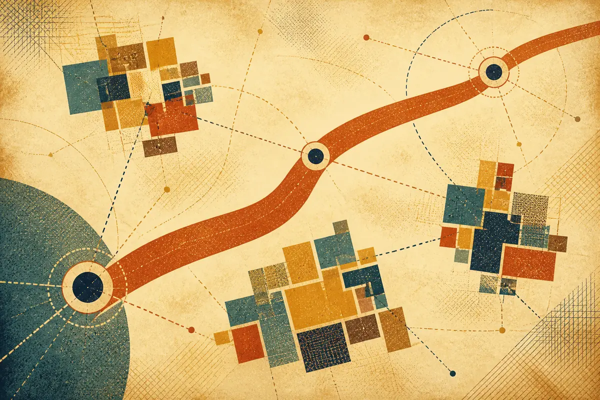 Abstract illustrated map composition for Delano, United States