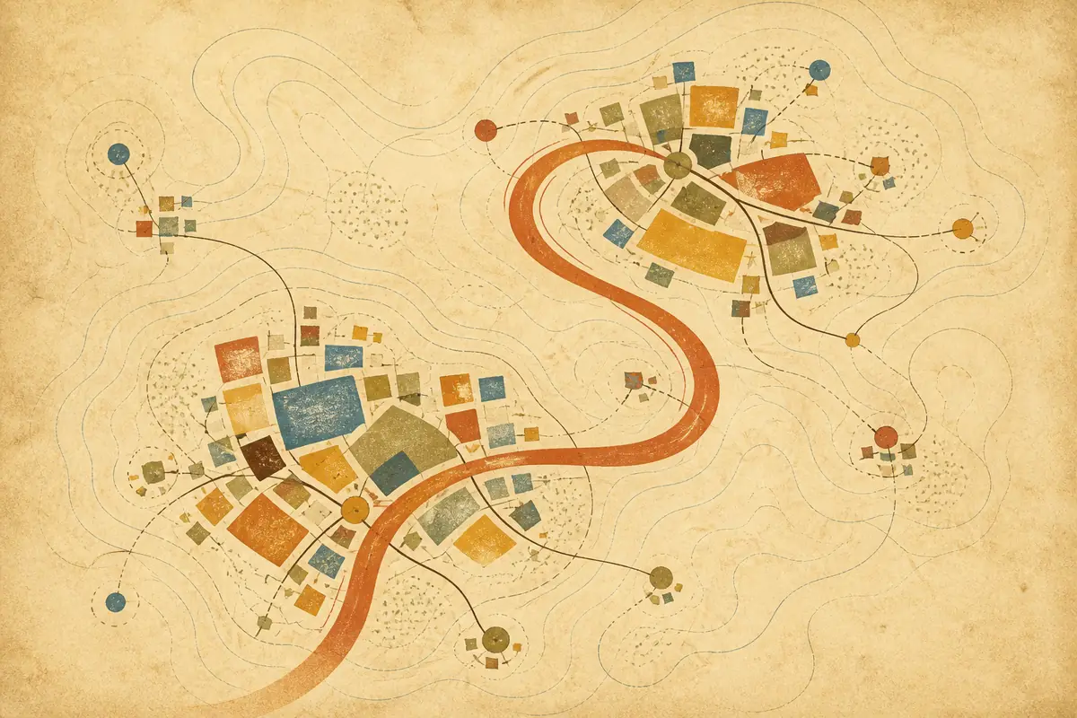 Abstract illustrated map composition for Deltona, United States