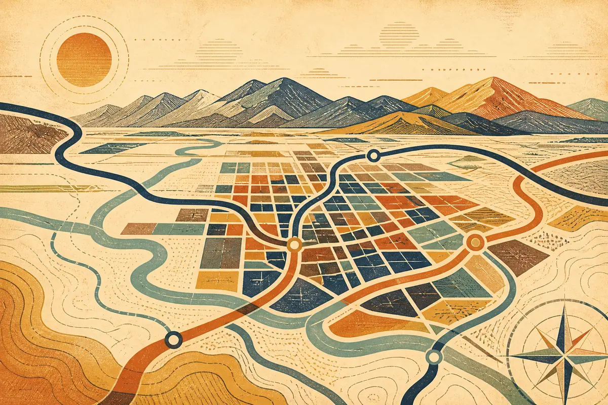 Abstract illustrated map composition for Denver, United States